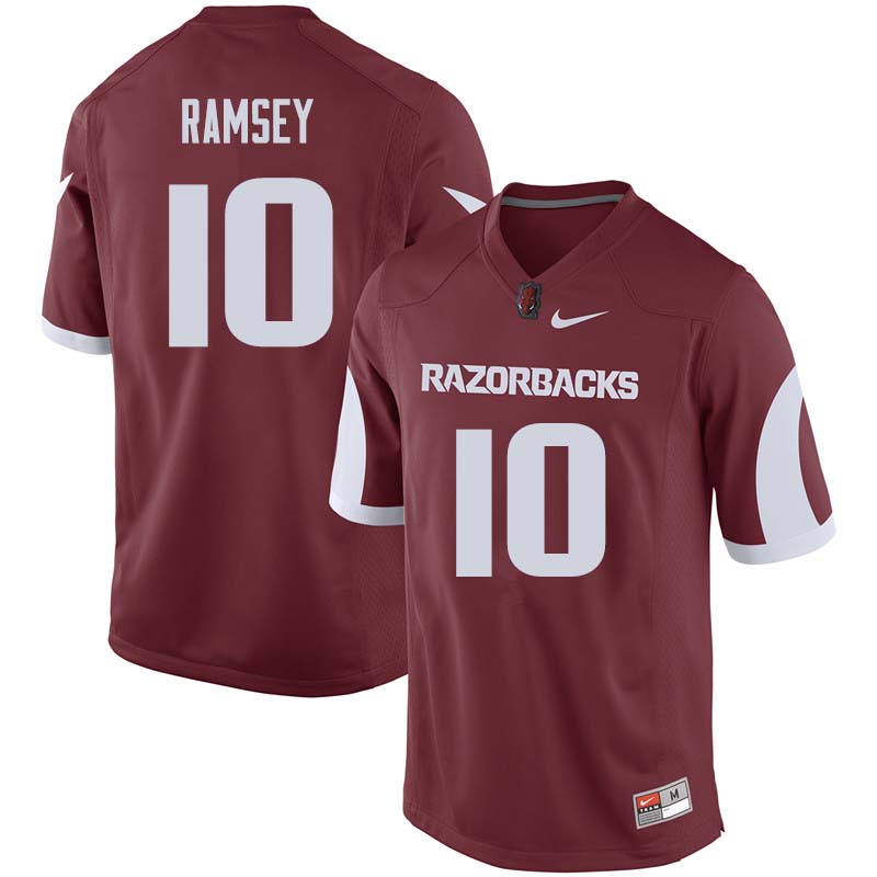 Men #10 Randy Ramsey Arkansas Razorback College Football Jerseys Sale-Cardinal